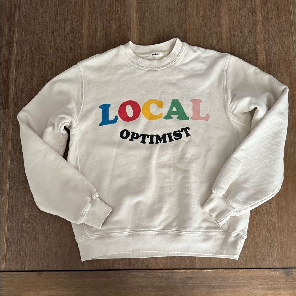 Madhappy “Local Optimist” Cream Sweatshirt Crewneck size XS